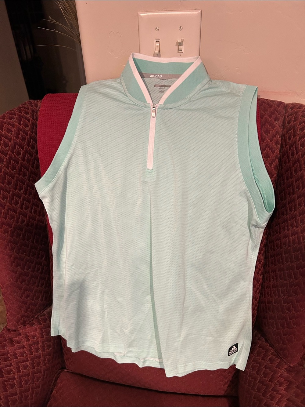 adidas GOLF Light Mint Green Sleeveless Zip Polo